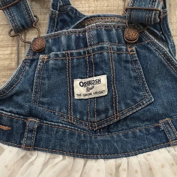 OshKosh B'gosh Blue Denim Dress with Cream Tulle 18 month - Picture 2 of 6